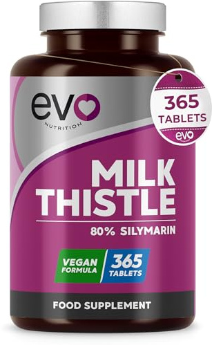 Milk Thistle Tablets | 80% Silymarin | 365 Tablets | Vegan Supplement | Milk Thistle Capsules Alternative | Made in The UK