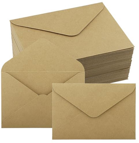 100 Briefumschläge, Kraftpapier-Briefumschläge, Kartenumschläge, Kuverts in DIN B6 Format 18,5 x 12,5 cm, Hochwertige Umschläge mit 150 g/m², Geeignet für Karten, Fotos, Glückwunschkarten, Einladungen