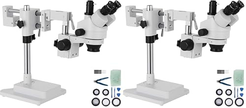 VEVOR 3.5X-90X Simul-Focal Stereo Microscope 360°Swiveling Trinocular Stereo Microscope with Dual Arm Boom (Pack of 2)