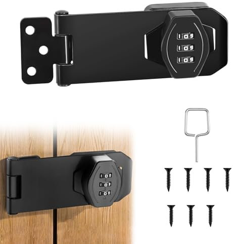 YanBous Armadietto con Serratura, Chiavistello con Codice, Serratura per Armadio e Porta, Scatole (nero)