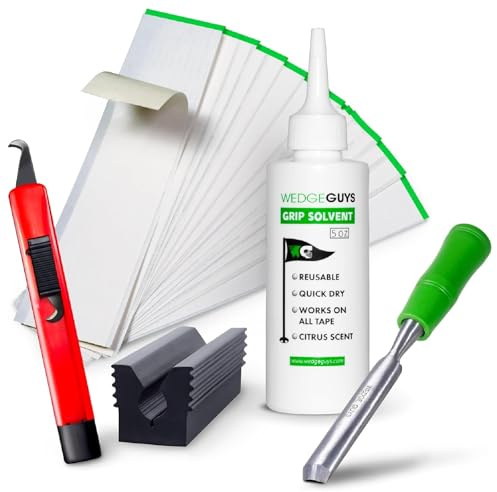 Wedge Guys Kit De Regrippage De Clubs De Golf Premium Premium Grip Kit - Inclus Outil De Dépose D'adhésif, 15 Bandes, Solvant 150ml, Lame Et Étau - Acier Carbone Et Caoutchouc