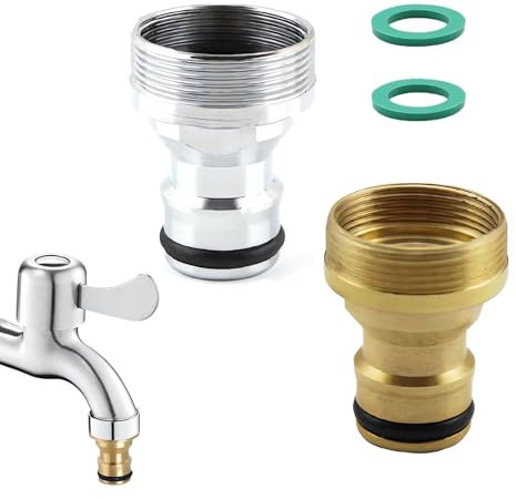 DHWEKU Lot de 2 raccords de Robinet universels pour mitigeur - Adaptateur de Tuyau - Raccord Rapide - Raccord de Tuyau d'arrosage,Filetage extérieur