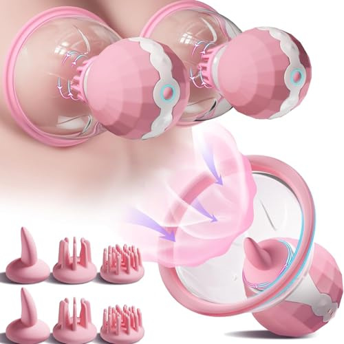 Nippelsauger Für Frauen, Um 360° Drehbarer Brustwarzen Stimulation Mit 10 Modi Nippel Vibrator Silikon Massageköpfen Brust Massager Vibration Saugen Pumpe Stimulator Sexspielzeug Für Frauen Seckoe