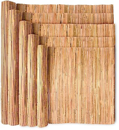 Wadan Natural Bamboo Slat Garden Fence Covering Outdoor Privacy Bamboo Garden Screening Roll, Privacy & Protective Screening Roll for Outdoor Wind and Sun Protection (1m x 4m)