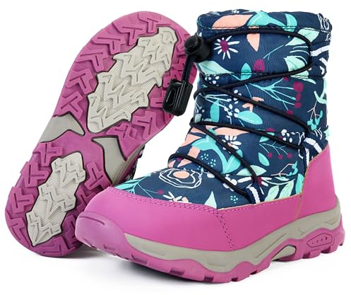 PolarPals Toddler Snow Boots Boys Girls Winter Shoes Waterproof Slip Resistant Outdoor Warm Boots for Little Kids (Purple,11)