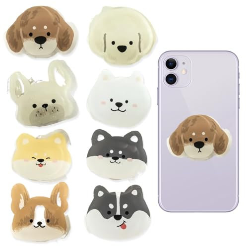 Paquete de 6 Agarres para Teléfono, Cachorro de Dibujos animados Soporte y Agarre, Base y agarre extensibles para teléfonos inteligentes y tabletas