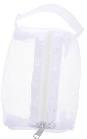 VALICLUD Mesh Zipper Pouch and Mini Makeup Organizer Bag, White Breathable Cosmetic Storage Pouch with Large Capacity for Travel, Lipstick, Brushes, and Toiletries, Portable Small Women’s Travel Case