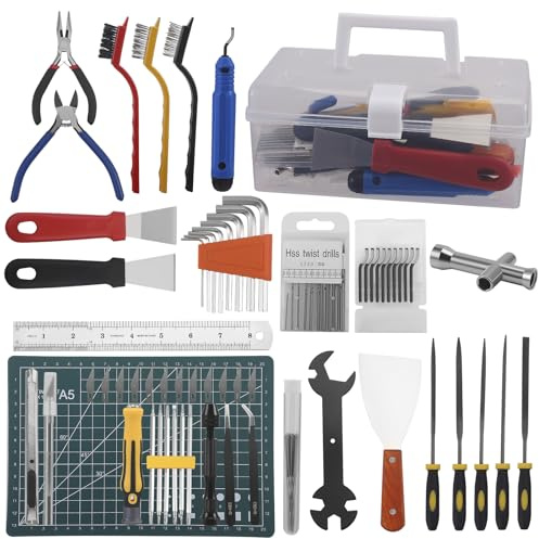 Kit d'outils pour imprimante 3D avec pinces, limes, pincettes, aiguilles de nettoyage, outil d'ébavurage etc., Accessoires pour imprimante 3D pour nettoyage, finition et retrait de la finition