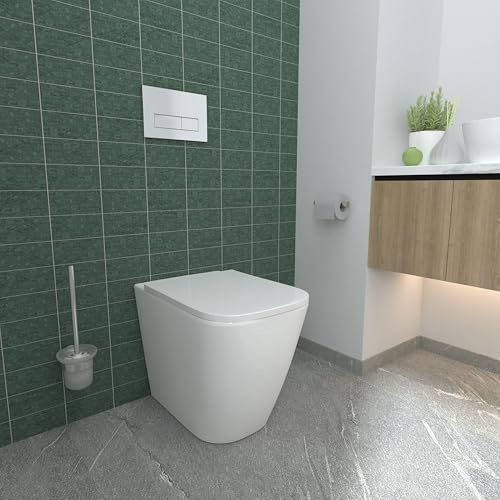 Aica Tiefspüler Stand-WC Bodenstehend Spülrandlos, Weiße Keramik mit waagerechtem Abgang, Leicht zu reinigen & Hygienisch | 341AW