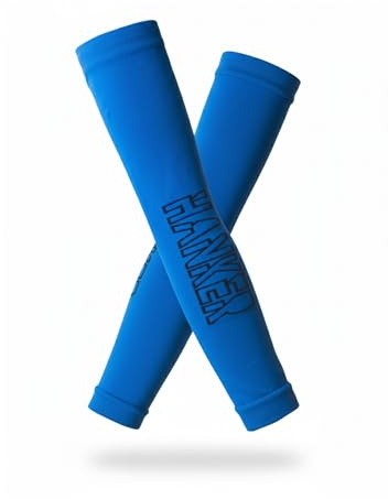 HANKER Manicotti termici running e ciclismo leggeri - Manica compressione braccio per sport, protezione solare e comfort tecnico, blu / nero, S/M