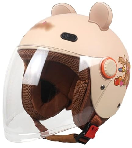 Casco Da Moto Jet Per Bambini Dai 2 Ai 6 Anni, Omologato ECE 22.06, Casco Da Scooter Per Bambini Con Visiera Parasole, Casco Jet Da Moto Per Bambini D,48-56cm