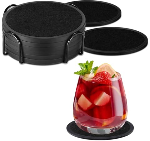 6pcs Absorbent Coasters for Drinks with Holder, Absorbent Non-Slip Coasters