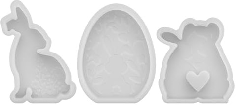 EPIGEIST Stampi per Candele Pasquali in Silicone 3D a Forma di Coniglietto e Uova Set da 3 Pezzi per Decorazioni Primaverili Fai da Te Resina e Cera Adatti per Creazioni Artigianali e