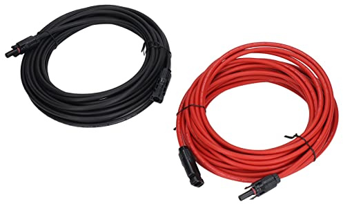 RASTKY Cavo di Prolunga Solare 10AWG capacità di Carico Ad Alta Tensione Impermeabile Connettore Maschio Apparecchiature per la Generazione di Energia Solare Rosso 2 Pezzi (10m)