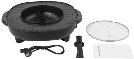 2-i-1 hot pot elektrisk hotpot och grill non-stick beläggning multifunktion grill kastrull delad panna för 5-6 personer inomhus korean BBQ thai grill fondue raclette