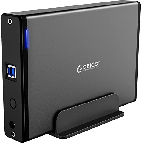 ORICO 3.5 Inch External Hard Drive Enclosure with Removable Enclosure USB 3.0 to SATA 3.0 5Gbps for SATA 3.5 Inch HDD with 12V 2A Power Supply Adapter (16TB Max, Blue Display) 7688U3