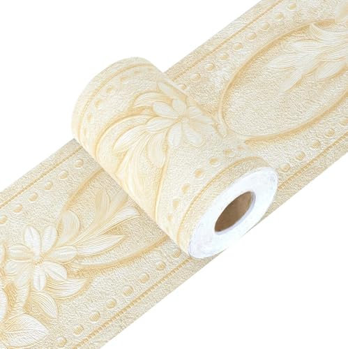 Yoillione Frise Murale Adhesive Bleu Frise Adhesive 3d Bordure Papier Peint Frise Autocollante Jaune étanche pour Cuisine, Salle de Bains, Plafond, Salon, Chambre Décoration Murale