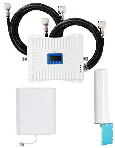 EMEBAY Amplificador de señales portátil Cuatro Banda 4G/3G/2G gsm LTE, Repetidores de Señal Móvil 900/1800/2100/2600 MHz en Casa Oficina Hoteles Ascensor El sótano