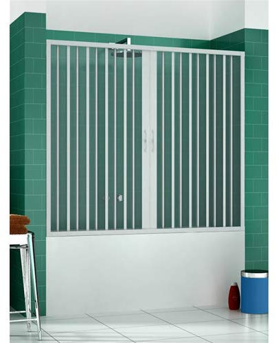 HDcasa Box Sopravasca a Soffietto Modello Alba, Apertura Centrale Reversibile, Pannelli in PVC Riducibili, Cabina Doccia Salvaspazio Made in Italy, parete vasca, arredo bagno 170 cm