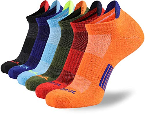JOYNÉE Men’s Athletic Socks Low Cut Cushion Running Socks Breathable Comfort for Sports 6 Pack,Multicolor,Sock Size 10-13