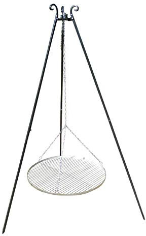 Ogólne Barbecue à trois pieds en acier inoxydable | Grille professionnelle 60 cm | Gril portable | Barbecue de jardin | Foyer extérieur | Grille suspendue | Grille rotative | Barbecue au charbon de