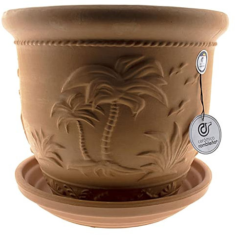 Pot de fleurs en céramique pour plantes grimpantes Modèle J38 Plat inclus 32 x 32 x 28 cm