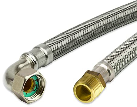 Flexslang i rostfritt stål – pansarslang, anslutningsslang för sanitär, uppvärmning, toalett, solar, vattenverk – tillverkad i Tyskland (1/2 tum båge x 1/2 tum AG – 30 cm, DN13)