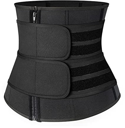 Aoleytech Bauchweggürtel Damen Taillenformer Waist Trainer, Verstellbarer Gürtel Trimmer bauchweggürtel schwitzgürtel Fitness Sport Body Shaper Für Damen Männer (L), Schwarz
