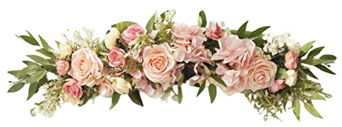 MISNODE 65 cm Arco floreale per matrimonio, peonie artificiali, fiori di seta artificiale, rosa, ghirlanda floreale con foglie, ghirlanda primaverile per soglia, decorazione per porta d'ingresso