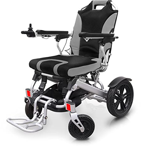 QUIRUMED Sedia a rotelle elettrica EASY PLUS ULTRALIGHT, Pieghevole, Telaio in alluminio, Controllo per utenti destrimani e mancini, Autonomia 18 km, Per anziani, Per disabili, Fino a 135 kg