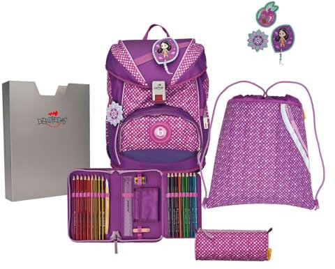 DerDieDas ErgoFlex Schulranzenset 5-teilig Purple Dots