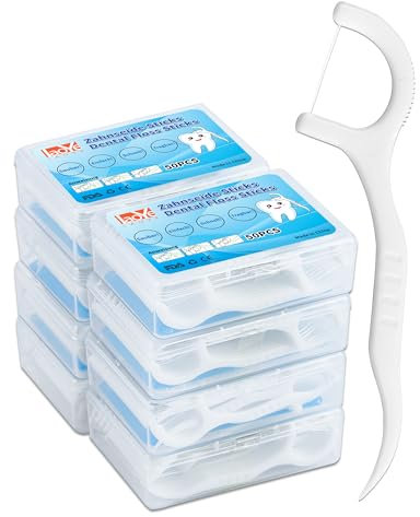 400 Stück Zahnseide LAOYE Dental Floss Zahnseide Sticks Zahnpflege Interdental Flossers mit Zahnstocher Einwegzahnseide Zahnreinigung Sticks zur Entfernung von Plaque und Speiseresten - 50x8er
