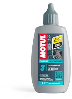 Motul Bike Chain Lube Wet Road Lubricant - Wear and Rust Protection - Particularly Waterproof - Bottle with Drip Tip - Bike Care Chain Lube Wet Road - 100 ml