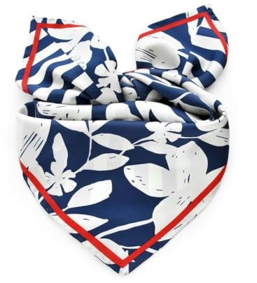 Prettystern 65cm handrolliertes Seidentuch Halstuch Kopftuch Seidenschal Streifen Floral Kontrast unisex Damen Herren 13 Blau