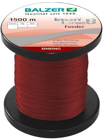 Balzer Iron Line 8 Feeder dunkelrot - 1500m geflochtene Angelschnur, Durchmesser/Tragkraft:0.12mm / 9.8kg