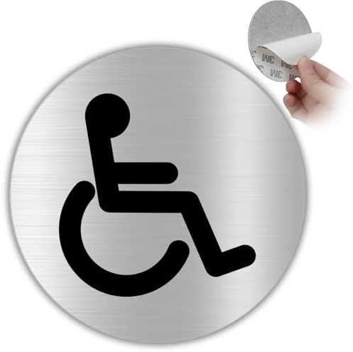 LEIASA | Señal Aseo Discapacitados - Ø 10 cm - Aluminio - Baño Minusválidos