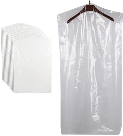 MUNSKT 10 st genomskinliga plaggskydd 10 tum plastplaggpåsar för hängande kläder kemtvättspåsar genomskinliga dammsäkra förvaringsöverdrag för kjol kappa kostym skjorta jacka
