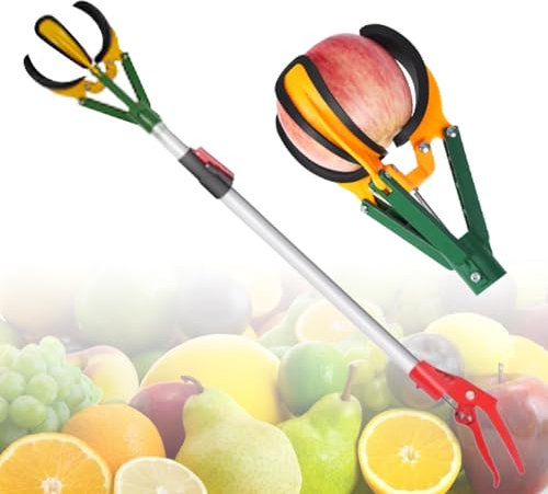 Fruit Picker Pole, Telescopic Fruit Picker 39-59, Apple Picker With Anti-slip Cover, Fruit Catcher for Pear, Orange, Apricot, Limes, Nectarines