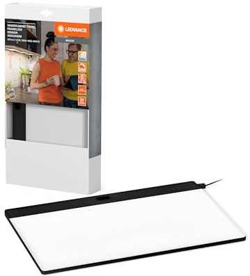 LEDVANCE Underskåpspanel, ramlös, 30 x 20 cm, CCT dimbar, 7,5 W, 450 lm, 3000/4000/6500 K, varm vit/kall vit/dagsljus, CCT dimbar, svart, plast (PC), IP20