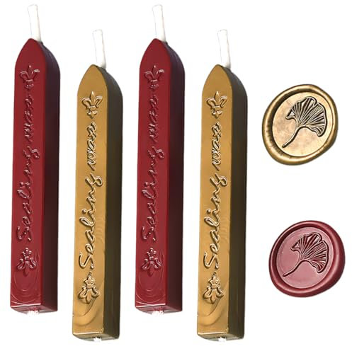 WUSJCOF 4 Stück Siegelwachs Dichtungs Wachs Versiegelung Sticks mit Docht für Retro Vintage Wachs Siegel Stempel