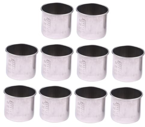 Alipis 10 Pezzi Misurino liquido bicchiere dosatore cups misurini measuring cup misurino con scala bicchiere di metallo misurino per bilancia Acciaio inossidabile Silver