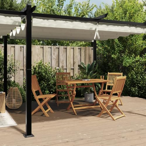 Gecheer Tonnelle de Jardin avec Toit Rétractable crème 3x6 m Aluminium Tent de Réception, Gazebo Pavillon Extérieur Belvédère pour Jardin, Camping, Festival, Fête, Marriage, BBQ, Terrasse, Plage