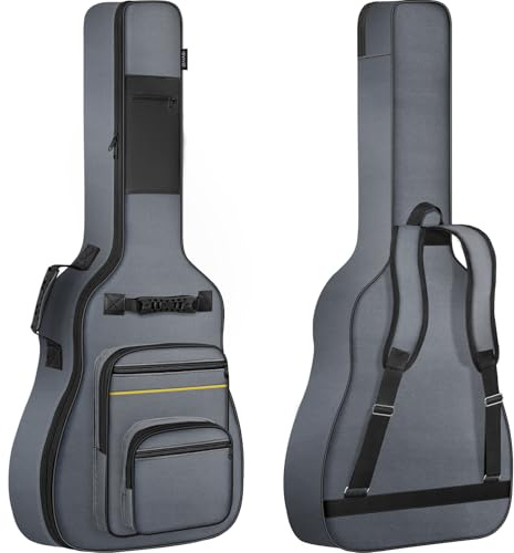 FREEAMG Acoustic Guitar Bag, 40/41/42 Inch Guitar Gig Bag with 5mm Thick Padding & Multi-Pockets, Water Rresistant Guitar Case for Acoustic Classical and Electric Guitars(Grey)
