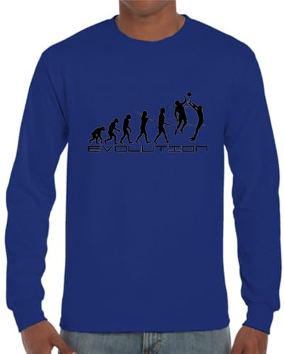 the Fan Tee Camiseta de Adulto de Manga Larga de Hombre Deportes Volleyball Divertido Juego, Red, Deporte, volibolista, Balón, Remate, voleibolista 002 3XL