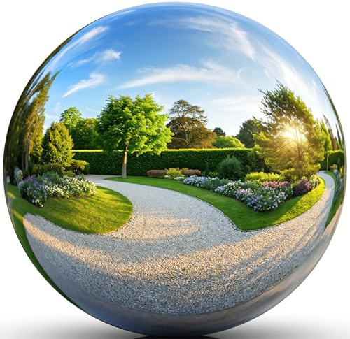 Intergarden Dekokugel Garten D:20cm, Edelstahlkugeln Garten, Gartenkugeln für außen Winterfest, Teichkugeln, Schwimmkugel Edelstahl, Edelstahlkugel außen