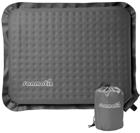 Sanmatin Stadium Seat Cushion Self-Inflating Foam Stadium Seats Bleacher Seat Chair Cushion Pad for Travel Camping Backpacking Airplane (1, Grey)