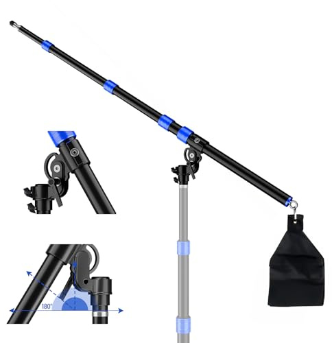 Soonpho Metal Brazo Extensible de Aluminio para Trípode de Lámpara,Extensible de 59 a 160cm,Telescópico de 3 Secciones,Capacidad de 5kg,con Brazo Extensible Sanbags para Fotografía (Azulprofundo)