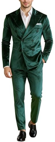 Vhersily Tuta Formale Da Uomo In Velluto, Per Smoking, Doppio Petto Elegante, Due Pezzi, Slim Fit Giacce Paillette Completo Giacca Capodanno, Per Matrimonio, Ballo, Sposo Sera Cerimonia Clubwear