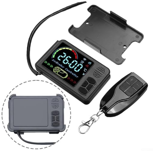 Yhenlovtt Calentador de estacionamiento montado en vehículo con interruptor de pantalla LCD, control remoto, capacidad de 12 V/24 V 1-5 kW, diseño compacto para camiones comerciales y furgonetas