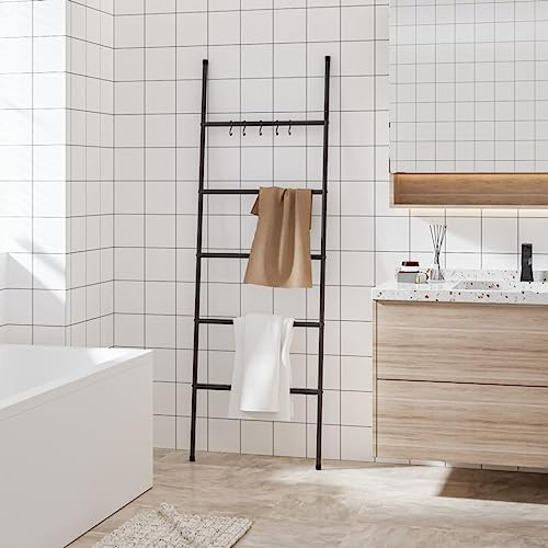 Genérico Toallero Escalera con 5 Niveles Negro 58x175 cm Hierro,Casa y jardín,Accesorios para el baño,Toalleros-343114